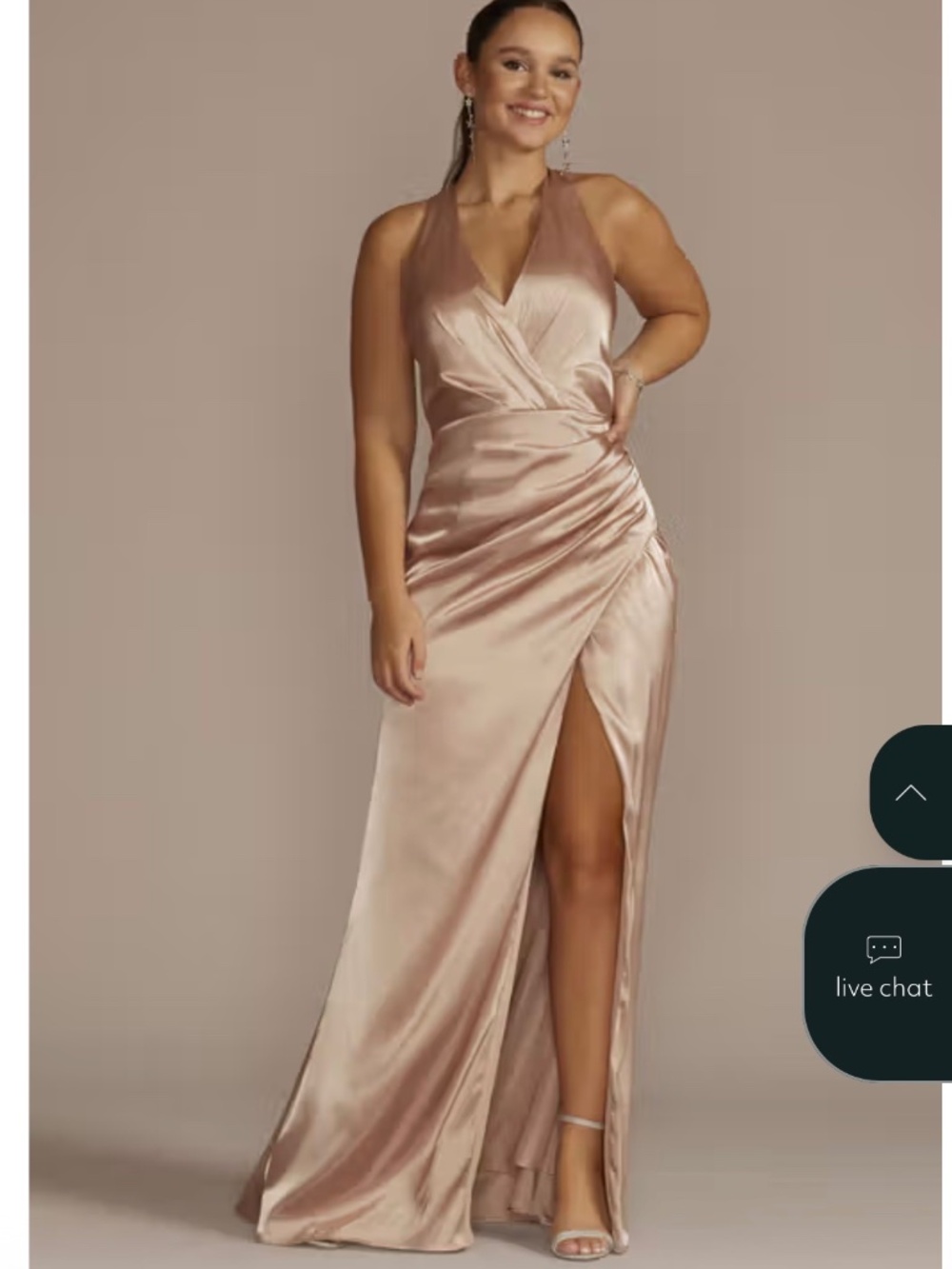 David's Bridal Sand colored bridesmaid dress